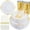 Gold, variant on 175PCS Clear Gold Plastic Plates - Gold Disposable Dinnerware Set for 25 Guests Include 50 Disposable Plates, 75 Plastic Silverware, 25 Cups, 25 Napkins for Wedding & Party & Thanksgiving