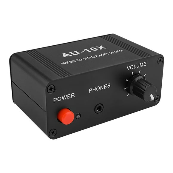 AU-10X NE5532 Audio Signal Preamplifier Headphone Pre AMP Board Gain 20Db RCA 3.5MM Volume Control Tone DC 12V,1 x Audio Switch Switcher,Black