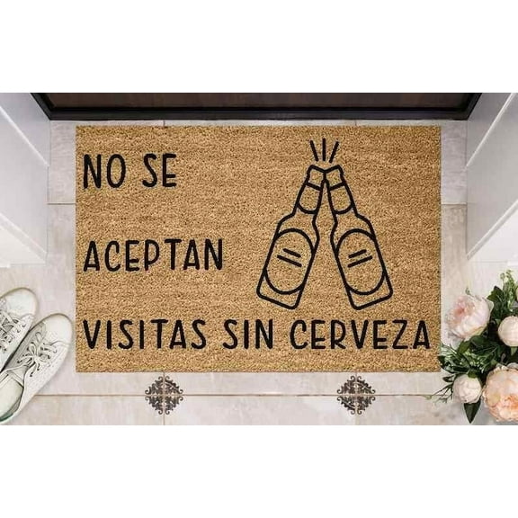 No Se Aceptan Visitas Sin Cerveza Mats for Front Door Entry Front Porch Doormat Non-Slip Carpet Rugs Floor Mat Decorative for Home Bathroom Kitchen Indoor 16x24 Inch