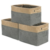 Sorbus Twill Storage Large Rectangular Fabric Collapsible Basket Organizer with Carry Handles, Multiple Colors, Set of 3