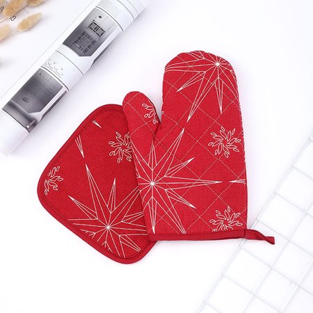

PGE Christmas Decorative Christmas Household Kitchen Supplies Microwave Oven Gloves Insulation Pad Set
