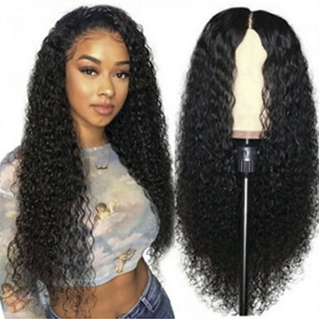 Willstar Middle Part Long Curly Hair Small Volume Wave Wig Head Set Lace Front Human Hair Wigs