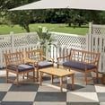 thumbnail image 4 of Costway 4 PCS Wood Patio Furniture Set with Soft Seat Cushions Solid Acacia Wood Frame Gray, 4 of 10