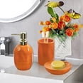 thumbnail image 4 of Burnt orange bathroom accessory set, 3-piece ceramic bathroom set, toothbrush holder, liquid soap dispenser, soap dish, vibrant bathroom decor, countertop bathroom organizer, 4 of 4