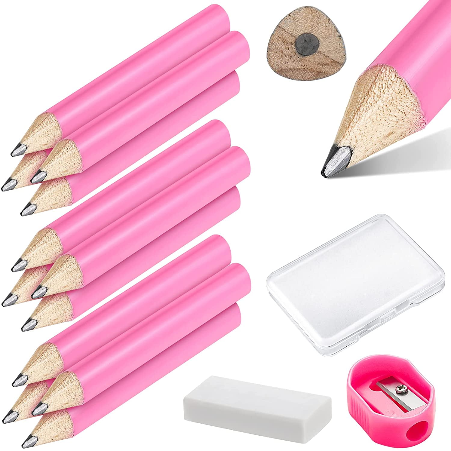 12 Pieces Short Triangular Fat Pencils for Preschoolers Chubby Pencils