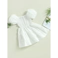 thumbnail image 4 of Qtinghua Toddler Baby Girl Summer Casual Puff Short Sleeve A-Line Dress Princess Boat Neck Midi Dresses Outfits, 4 of 9