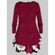 thumbnail image 2 of Más el tamaño de la flor del volante del lazo de la blusa y el Panel Cami conjunto de encaje Rosegal Mangas largas de talla grande, 2 of 5
