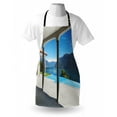 thumbnail image 3 of Italian Apron Lake Maggiore View From the Terrace Balcony of House with Pool Art, Unisex Kitchen Bib Apron with Adjustable Neck for Cooking Baking Gardening, Turquoise Grey and White, by Ambesonne, 3 of 3