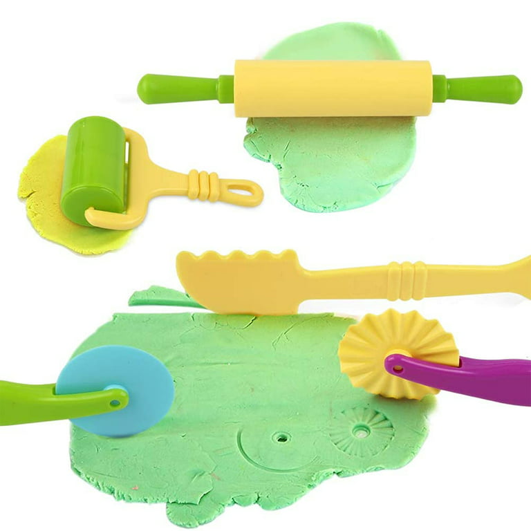 Play Dough Tool Kit - 12 Plastic Tools for Kids, Including Extruder,  Scissors, Roller & Knife (Random Colors)