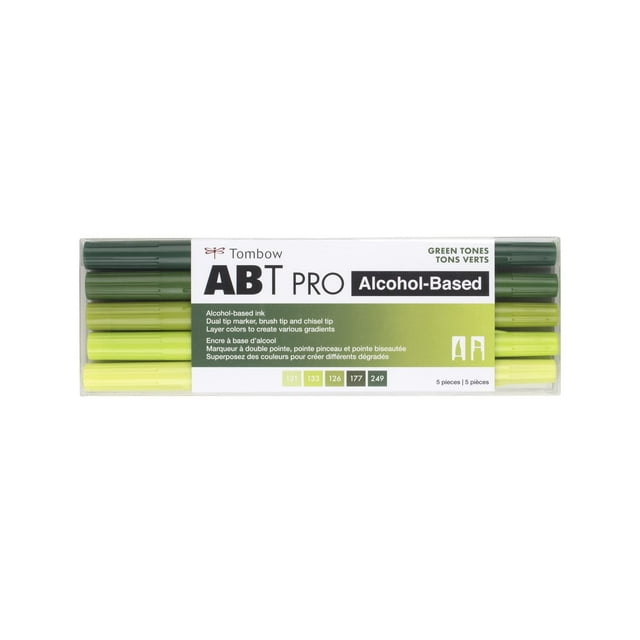 Marcadores Artísticos Tombow ABT PRO Tonos Verdes Set de 5