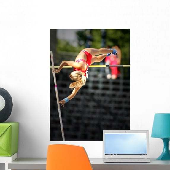 Pole Vault Wall Mural Decal by Wallmonkeys Vinyl Peel and Stick Graphic (24 in H x 17 in W)