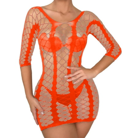 SUNYCUTER Lingerie Dress for Women Sexy Mesh Hollow Out Bodysuit Chemise Bridal Boudoir Outfits Underwear for Sex plus Size Corset Lingerie for Women Outfits for Women Submissive Lingerie for Women