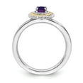 thumbnail image 2 of 925 Sterling Silver & Real 14kt Stackable Expressions 925 Sterling Silver Amethyst Ring Size: 7; for Adults and Teens; for Women and Men, 2 of 5