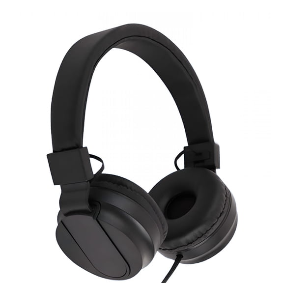 GJX Wired Over-Ear Headphones with Microphone, Foldable Noise Cancelling Heavy Bass Stereo Headset, Soft Cushion Clear Call Headphones for Gaming, Travel, School, Black