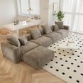 thumbnail image 2 of The Magic Home 4-Seater Convertible Modular L-Shaped Corduroy Sectional Sofa, Brown, 2 of 10