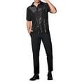 thumbnail image 2 of INSPIRE CHIC Sequins Shirt for Men's Metallic Short Sleeves Summer Disco Party Sparkly Shirt, 2 of 5