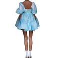 thumbnail image 3 of SAYOO Robe Femme Dos Nu Courte Princesse Robe à Bulles, Robe Mini à Manches Courtes Florale Robe Décontractée à Encolure Carrée Robe d'Été pour Femmes Robes Courtes de Rue pour Filles Robes de Plage Robes Courtes de Fée pour Adolescentes, 3 of 6