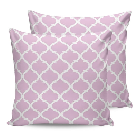 Outdoor Waterproof Throw Pillow Covers Set of 2 Geometric Pattern Trellis Decorative Pillowcases Outdoor Pillows Cushion Case 16x16 Inch Morocco Style Pink Patio Pillows for Couch Sofa Bed Garden