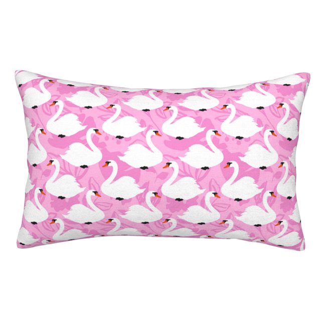 Wukai Beautiful Swans Print Plush Throw Pillow Cover, Double-sided Pillow Protector without Pillow Core, with Hidden Zipper, Home Decorations-14"x20"