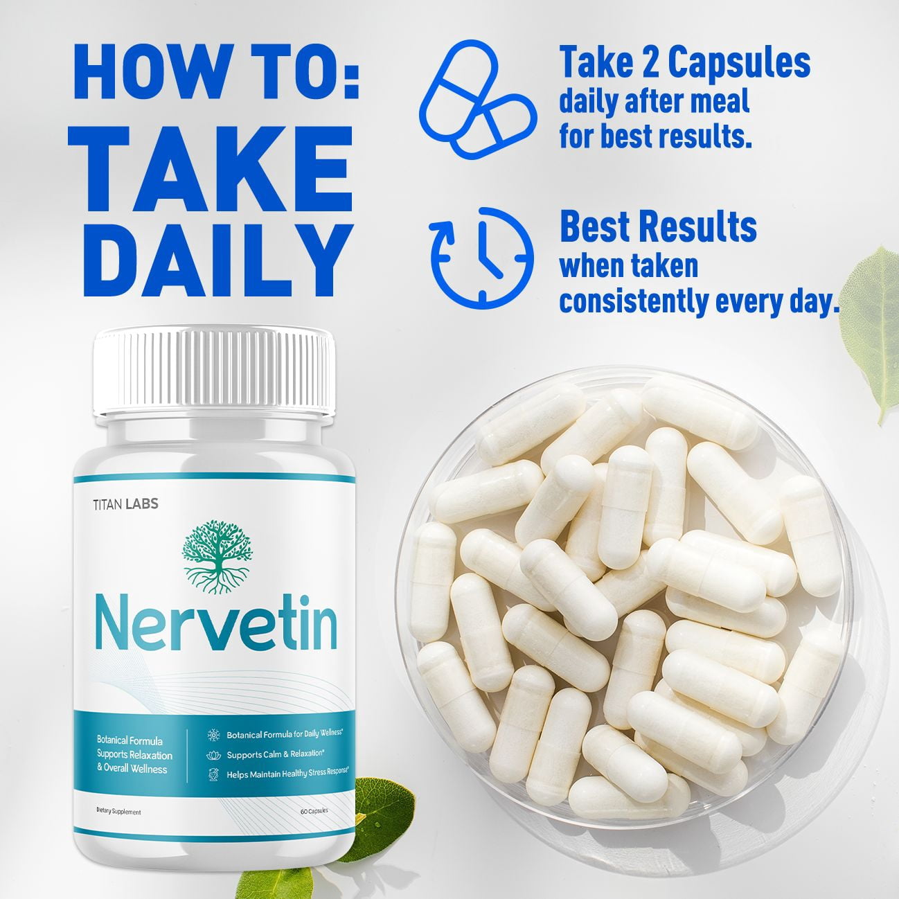 Nervetin Advanced Nerve Support Supplement Pills All Natural Ingredients 300 Capsules