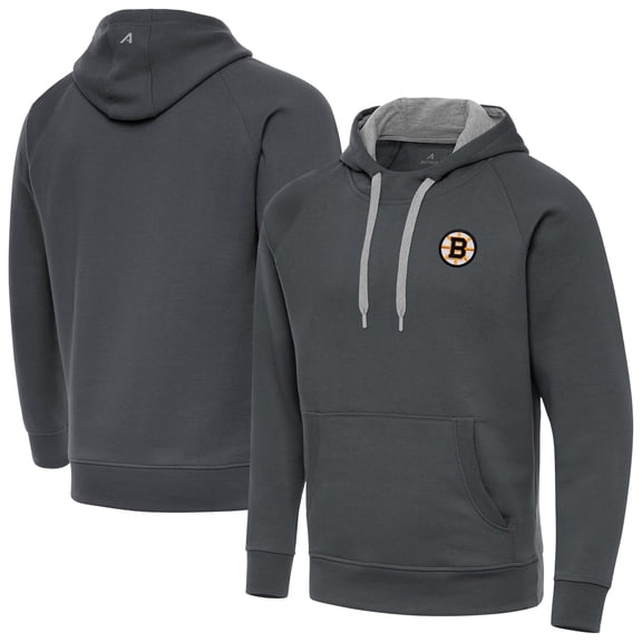 Men's Antigua Charcoal Boston Bruins Victory Pullover Hoodie