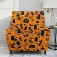 thumbnail image 2 of FUIALDOLG Halloween Pumpkin Tombstone Universal Fit Stretch Recliner Covers Halloween Decor 4-Pcs Stay in Place Elastic Edges with Side Storage Pocket Machine Washable Sofa Protector, 2 of 7