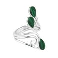 thumbnail image 3 of Floral Vine Ornate Teardrop Green Malachite Sterling Silver Ring-7, 3 of 4