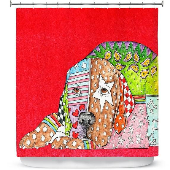 Shower Curtains 70" x 93" from DiaNoche Designs by Marley Ungaro - Labrador Retriever Dog Red