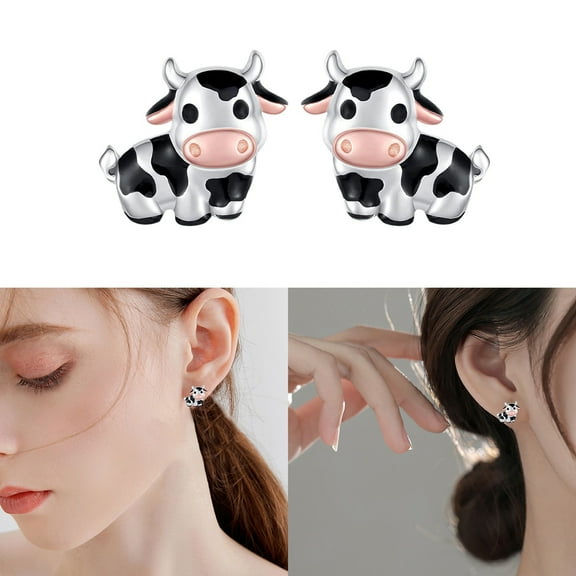 Cute Cow Stud Earrings Earrings Earrings Funny Animal Earrings 3D Effect Women Earrings Pretty Earrings For Female College Students