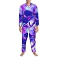 thumbnail image 3 of Uemuo Swirl Print Blue Purple1 Pattern 2-Piece Loungewear Set - Men’s Soft Sleepwear, Cozy Winter PJs, Comfy Sleep Set-Medium, 3 of 7
