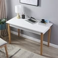 thumbnail image 5 of Resenkos Modern Wood Writing Desk with Drawer, Home Office PC Laptop Study Table, White 47 inch, 5 of 7