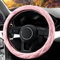 thumbnail image 5 of Soft Microfiber Leather Steering Wheel Cover, Universal 15 Inch for Women, Fit Vehicles Sedans SUVs Vans Trucks, Light Pink, 5 of 5