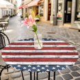 thumbnail image 6 of 4th of July Round Tablecloth for 36-44 Inch Tables, Fitted Table Cover with Elastic Edge, Independence Day Blue Star Red Stripe Waterproof Outdoor Table Cloth Protector for Patio Garden Dinner Picnic, 6 of 9