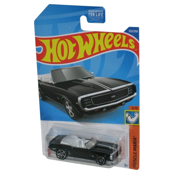 Hot Wheels Muscle Mania 5/10 (2021) Black '69 Camaro Convertible Toy Car 222/250