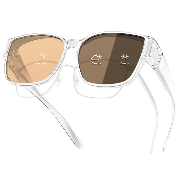 Photochromic Polarized Fit Over Sunglasses for Prescription Glasses, UV400 Glare Reduction Over Sunglasses for Men & Women Driving Fishing Hiking