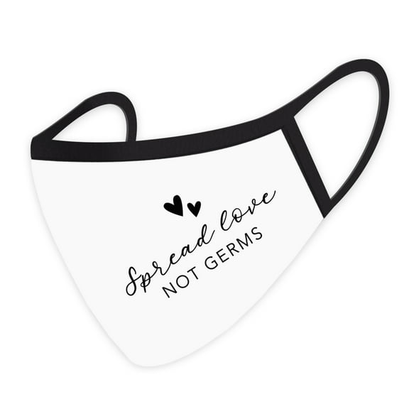 Koyal Wholesale Wedding Face Mask, Spread Love Not Germs, White Cloth Face Mask with 1 Replaceable PM 2.5 Filter, 1-Pack