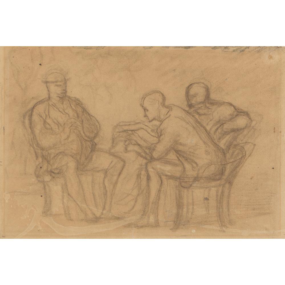 Honoré Daumier 14x11 Black Modern Framed Museum Art Print Titled - The Reading