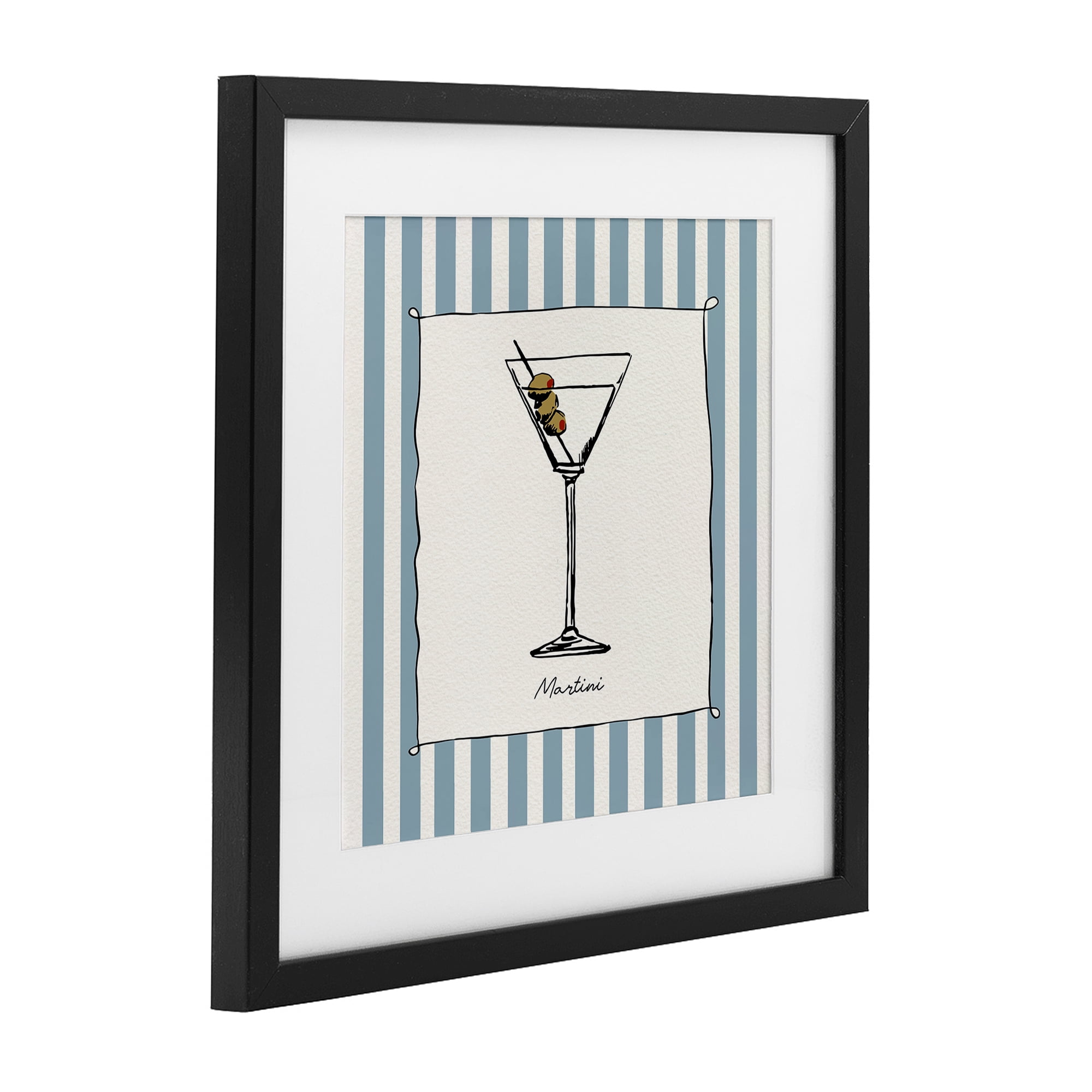 Stupell Industries Martini Summer Stripes Black Framed Print Under Glass, design by Susan Jill