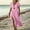 Pink, variant on Sevevn Women's Solid Color Cotton Linen Short Sleeved V-Neck Side Slit Dress With Pockets Long Skirt