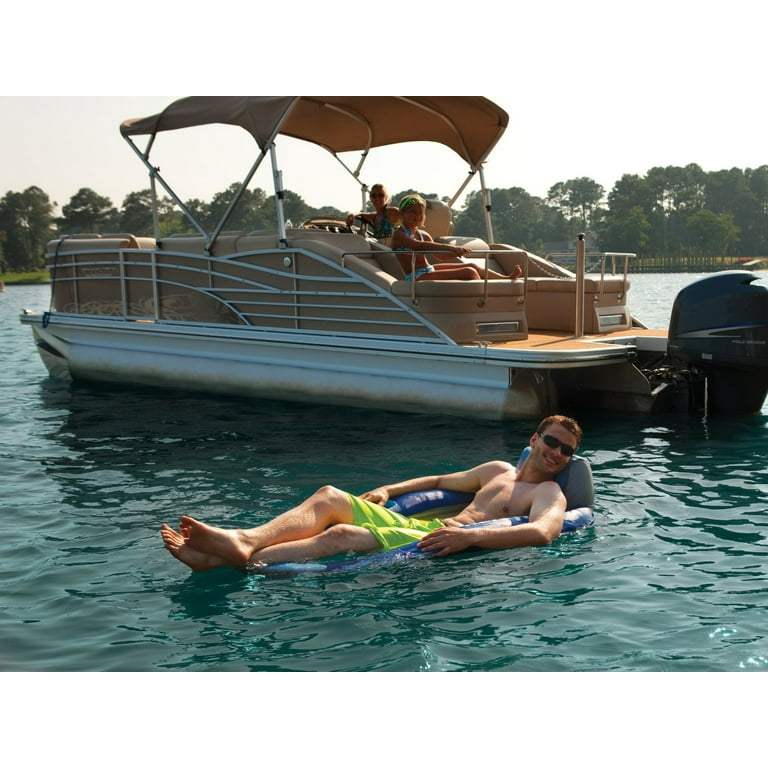 Kelsyus Floating Pool Lounger Inflatable Chair w Cup Holder Blue 2 Pack 80014