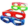 12 Piece Light up Flashing Glasses for Kids Party Favors, (Red, Green, Blue, Pink) Individually Wrapped in Protective Plastic Bags