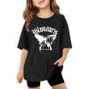 thumbnail image 1 of Toimothcn T-Shirts pour Filles Tout-Petits Manches Courtes Décontracté Nœud Lettre Imprimée T-Shirts pour Filles Col Rond Doux Coupe Ample Été Hauts Confortables Usage Quotidien pour Filles, 1 of 5