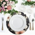 thumbnail image 5 of Flowers Floral on Black Round Plate Mats Non-Slip Place Mat Washable PVC Table Mats Set of 4 Heat Resistant Table Decoration for Kitchen Dining, 5 of 7