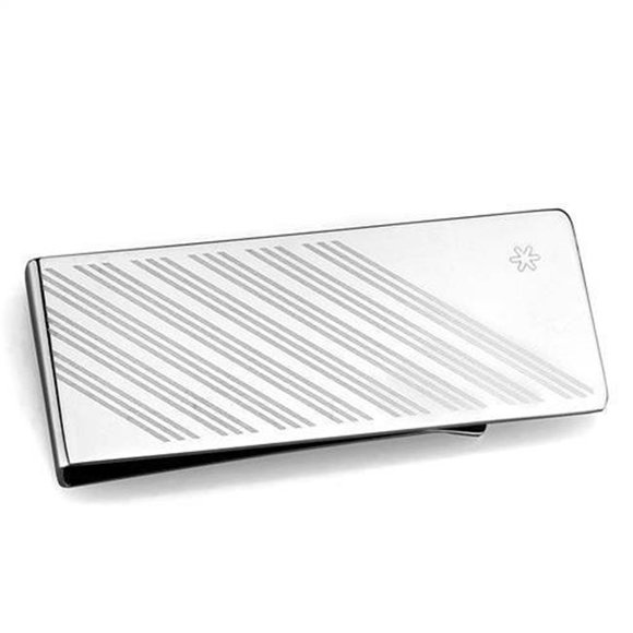 Men High Polished Stainless Steel Money Clip with No Stone in No Stone