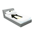 thumbnail image 2 of Ambesonne Animal Fitted Sheet & Pillow Sham Set, Penguin on Ice Need Help, Twinxl, Black White and Sky Blue, 2 of 2