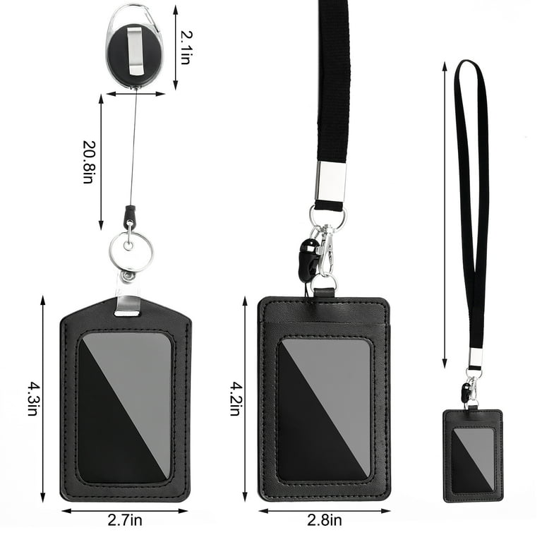 Qweryboo 2 Pack Badge Holders, Vertical Leather ID Badge Holders