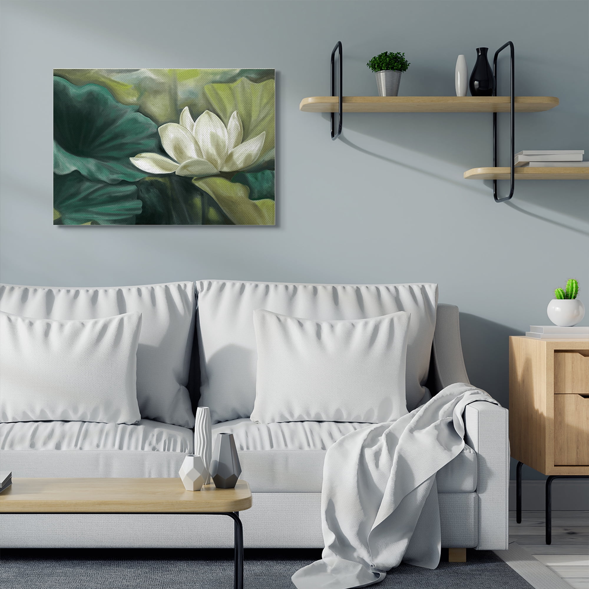 Stupell Industries Flower Lily Soft Oil Green White Painting Canvas Wall Art by Daphne Polselli