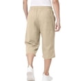 thumbnail image 6 of ZHANGDER Boys 3/4 Linen Capri Pants Drawstring Elastic Waist Straight Leg Beach Shorts Pockets, Khaki 8-9 Years, 6 of 6