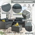 thumbnail image 5 of 4piece Rattan Patio Furniture Set, BTMWAY Outdoor Rattan Sofa Set with Cushions, All-weather Wicker PE Wicker Storage Patio Conversation Sets for Backyard Lawn Garden, R744, 5 of 9