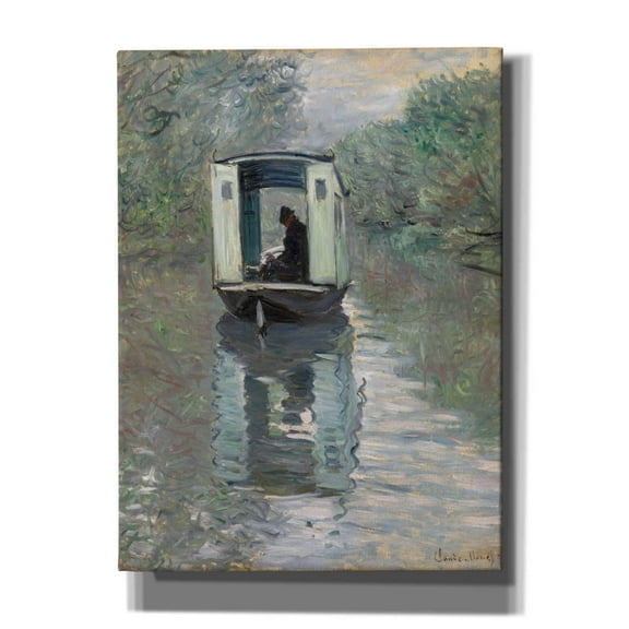 Epic Graffiti 'The Studio Boat' by Claude Monet, Giclee Canvas Wall Art, 40"x54"